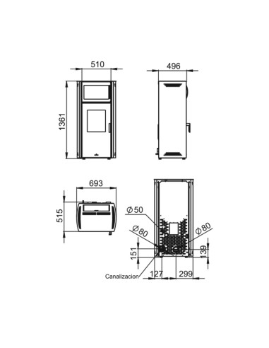 ESTUFA PELLET BRONPI NOA HORNO 11kw