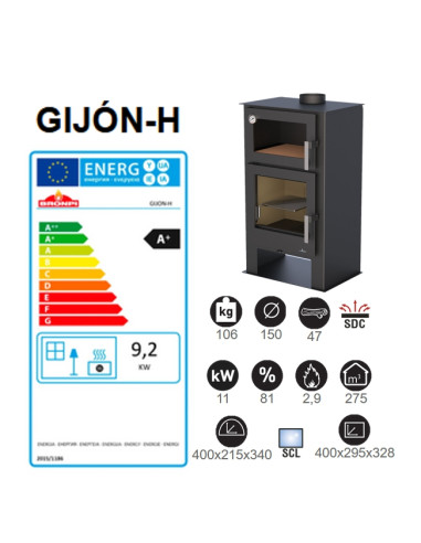 ESTUFA DE LEÑA BRONPI GIJÓN CON HORNO